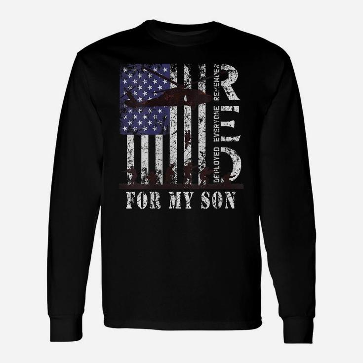 Womens Red Friday For My Son Us Flag Army Military Deployed Veteran Unisex Long Sleeve