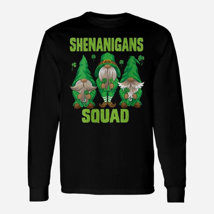 Womens Shenanigans Squad Three Lucky Gnome Shamrock St Patrick Day Unisex Long Sleeve