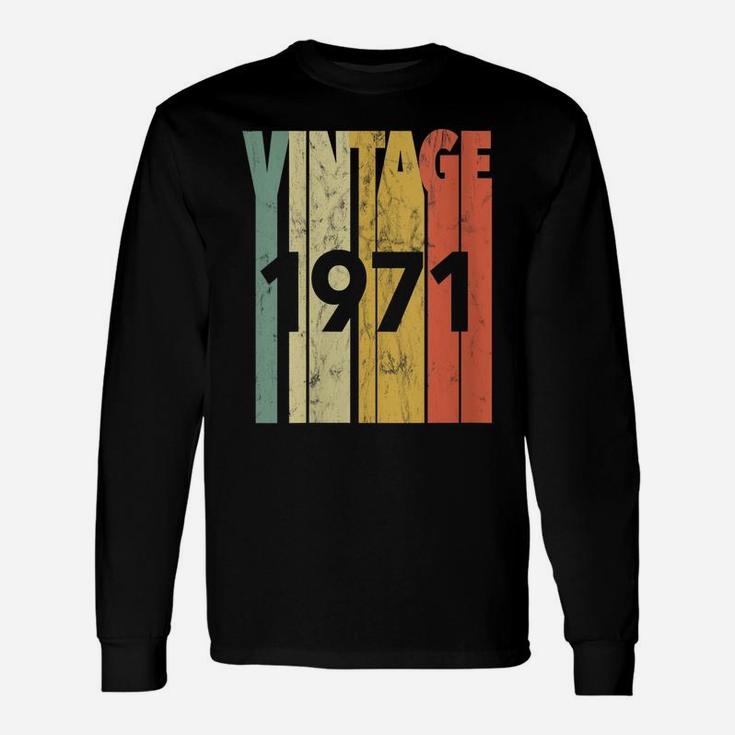 Womens Vintage Retro Made In 1971 Classic 50Th Birthday Unisex Long Sleeve