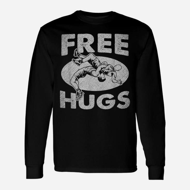 Wrestling Shirts - Funny Free Hugs Wrestling Unisex Long Sleeve