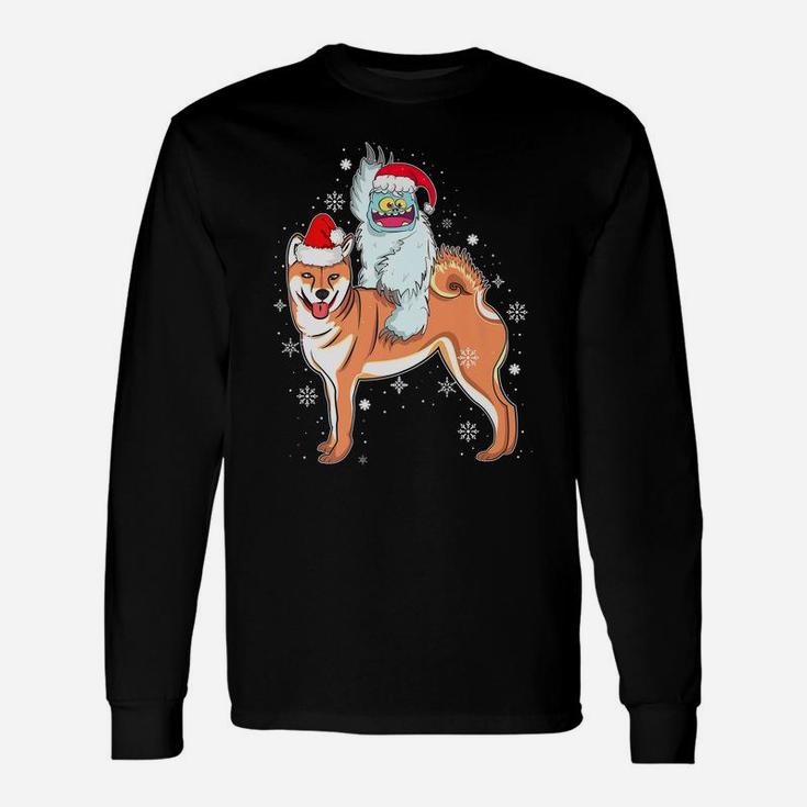 Yeti To Party Shiba Inu Santa Hat Christmas Pajama Xmas Gift Unisex Long Sleeve