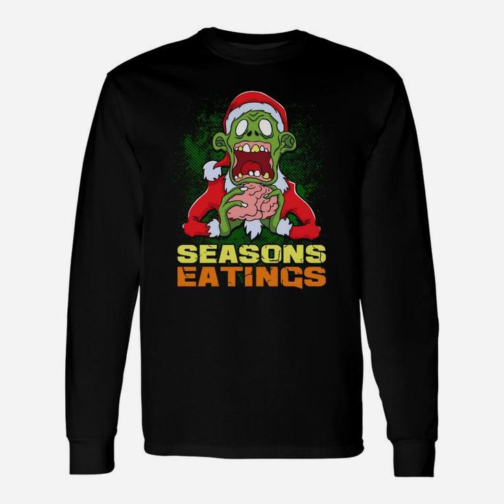 Zombie Santa Claus Seasons Eatings Funny Christmas Zombies Sweatshirt Unisex Long Sleeve