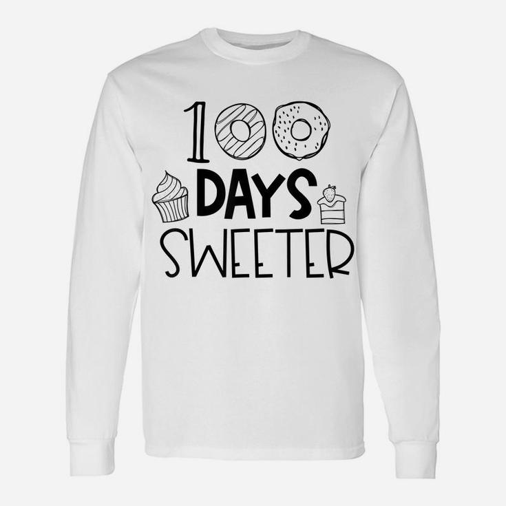 100 Days Sweeter Funny Cute Donut 100 Days Of School Unisex Long Sleeve