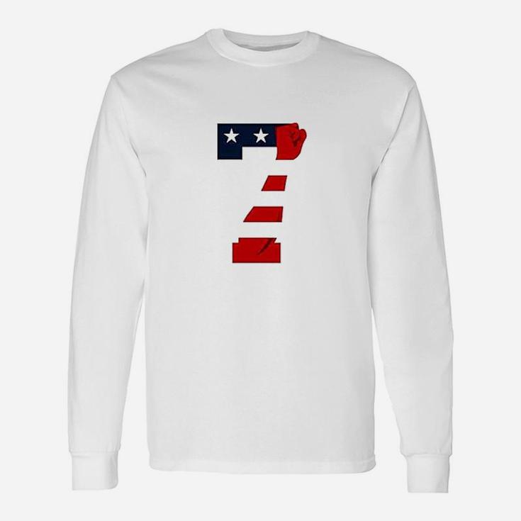 7 Patriotic American Flag Justice Fist Graphic Unisex Long Sleeve
