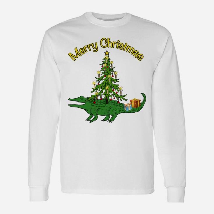 Alligator Gator With Xmas Tree Gifts Holiday Merry Christmas Sweatshirt Unisex Long Sleeve