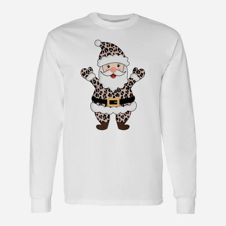 Animal Leopard Print Santa Claus Pattern Christmas Xmas Gift Unisex Long Sleeve