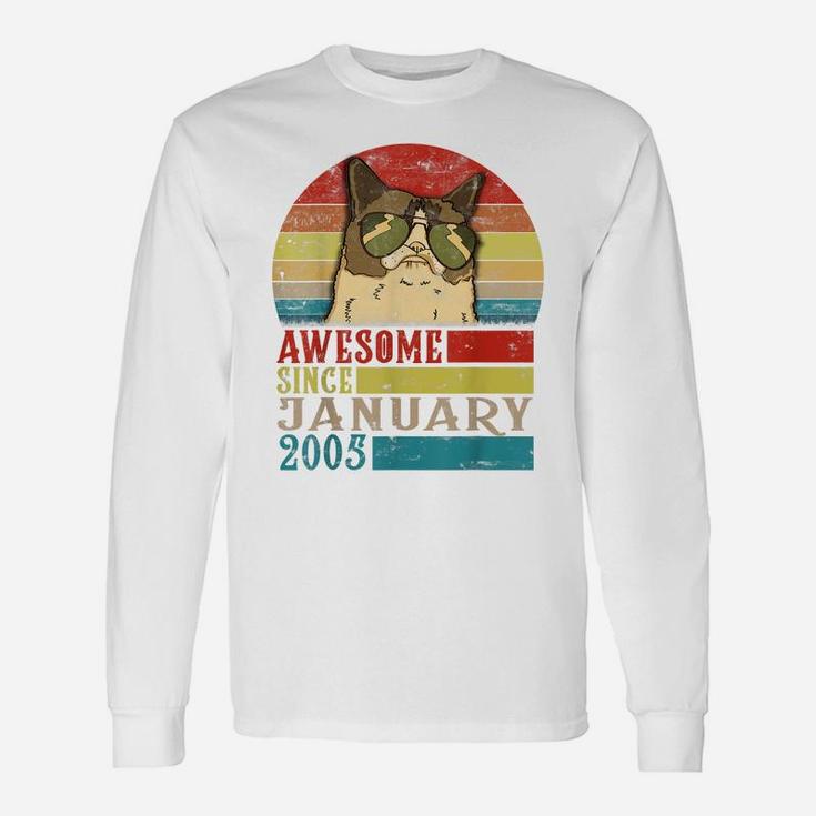 Awesome Since January 2005 15Th Birthday Gift For Cat Lovers Unisex Long Sleeve