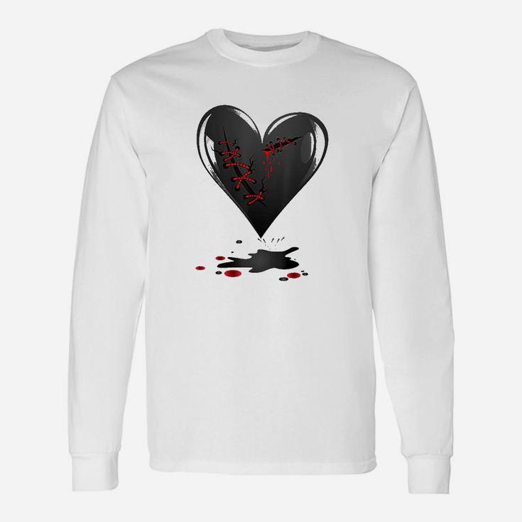 Black Bleeding Cut Open Broken Healing Heart Goth Valentine Unisex Long Sleeve