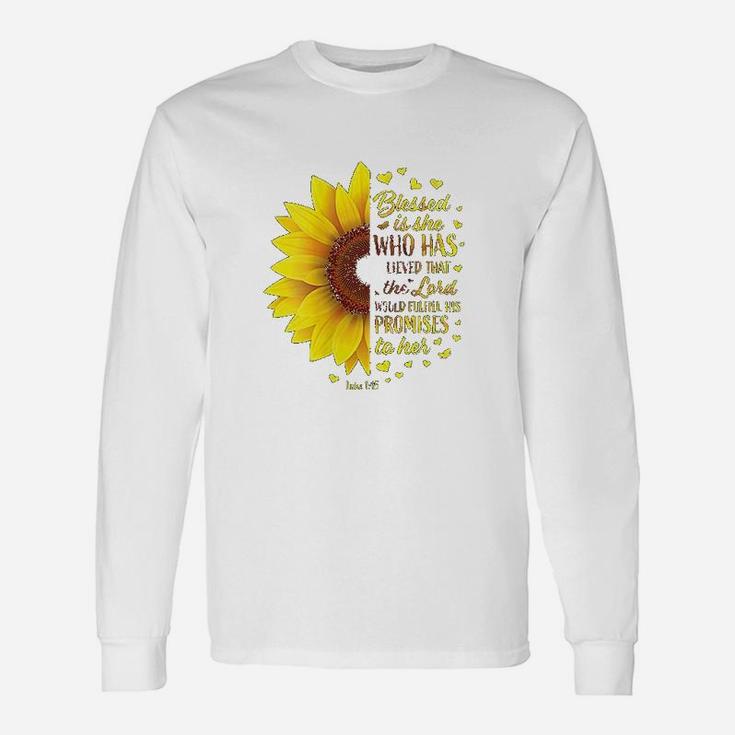 Blessed Christian Verse Religious Gift Women Sunflower Unisex Long Sleeve