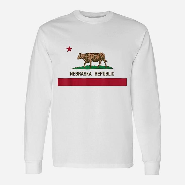 California Style Nebraska State Flag Long Sleeve T-Shirt California Style Nebraska State Flag Long Sleeve T-Shirt