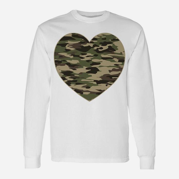 Camo Heart Valentines Day Gifts Camoflauge Military Tactical Unisex Long Sleeve