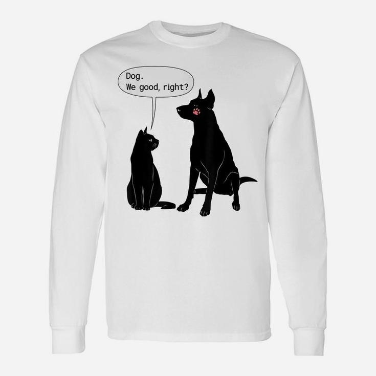 Cat Humor Cat Slap Dog Funny Black Cat And Dog Lovers Unisex Long Sleeve