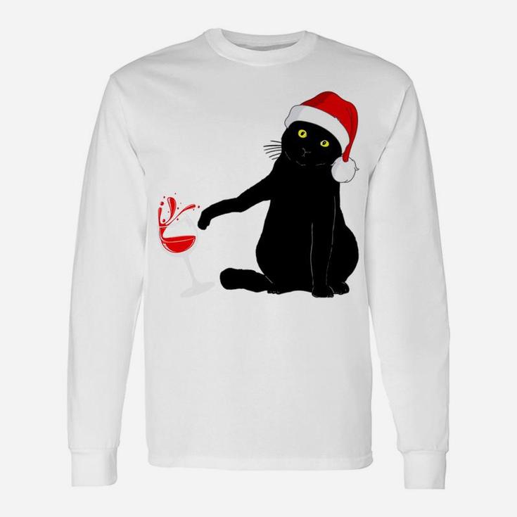 Cat Themed Christmas Sweater For Men Women Wine Lovers Sweatshirt Unisex Long Sleeve