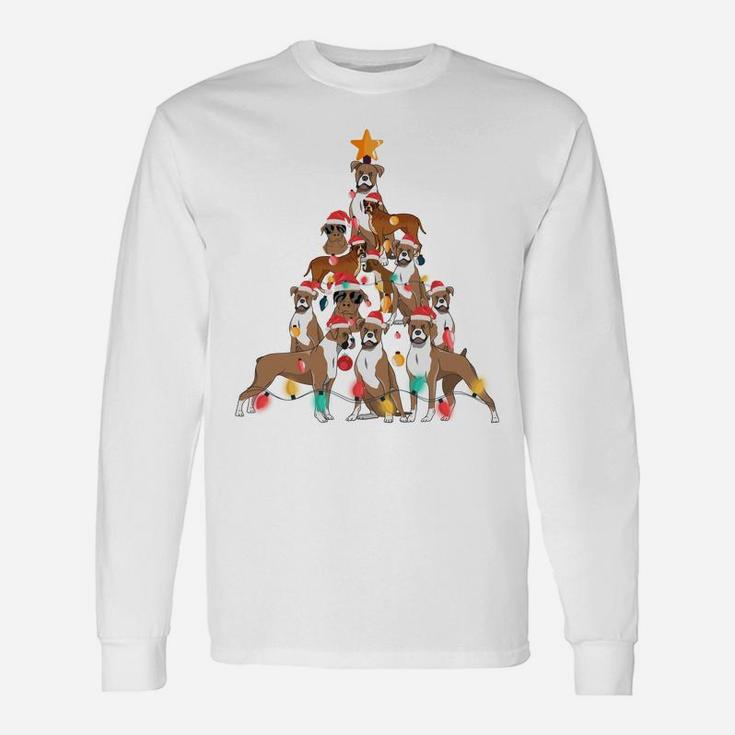 Christmas Dog Boxer Tree Holiday Gifts Dog Lover Funny Xmas Sweatshirt Unisex Long Sleeve