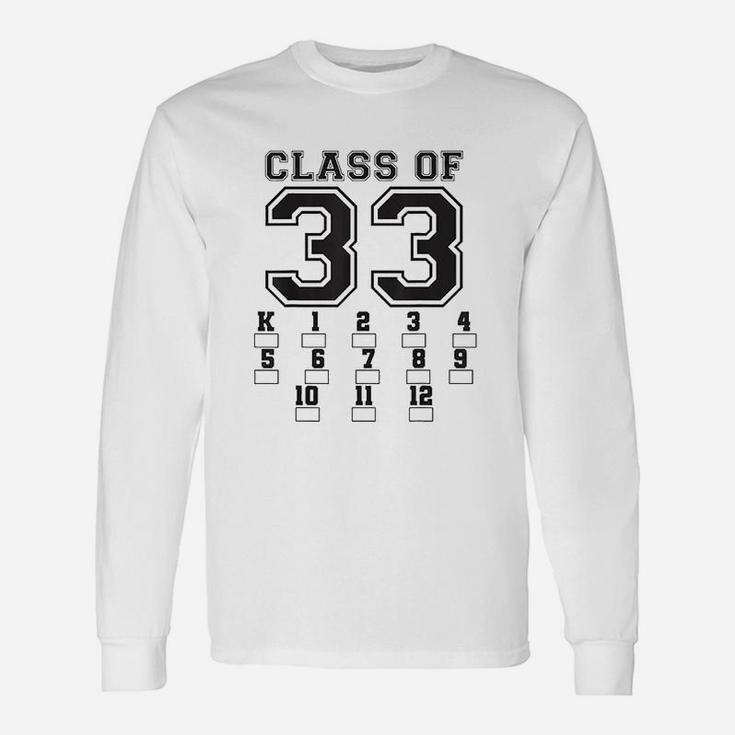 Class Of 2033 Grow With Me Back To School Checkmarks Graphic Unisex Long Sleeve