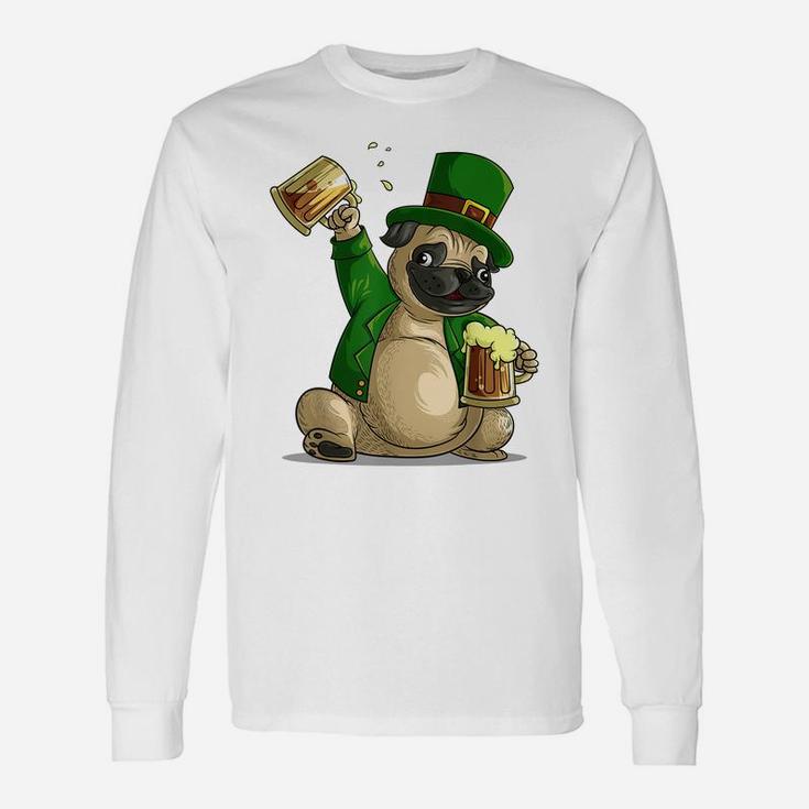 Cool Irish Leprechaun Pug St Patrick's Day Shirt Funny Gift Unisex Long Sleeve