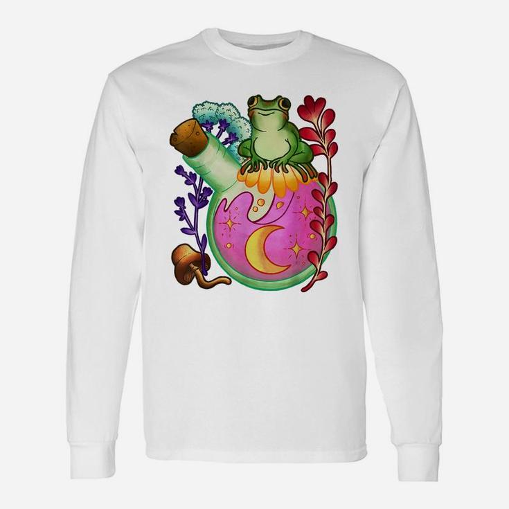 Cottagecore Aesthetic Shirts - Cottagecore Shirt - Cute Frog Unisex Long Sleeve