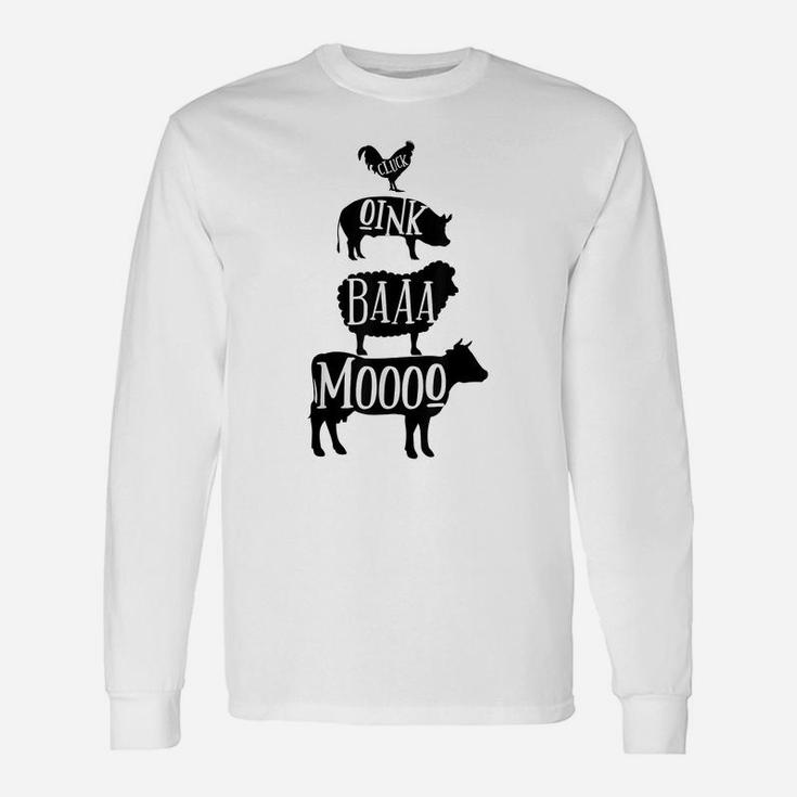 Cow Pig Sheep Chicken | Stack Farm Animal Sounds Silhouettes Unisex Long Sleeve