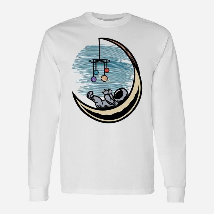 Cute Baby Astronaut With Planets Outer Space Moon Theme Sweatshirt Unisex Long Sleeve