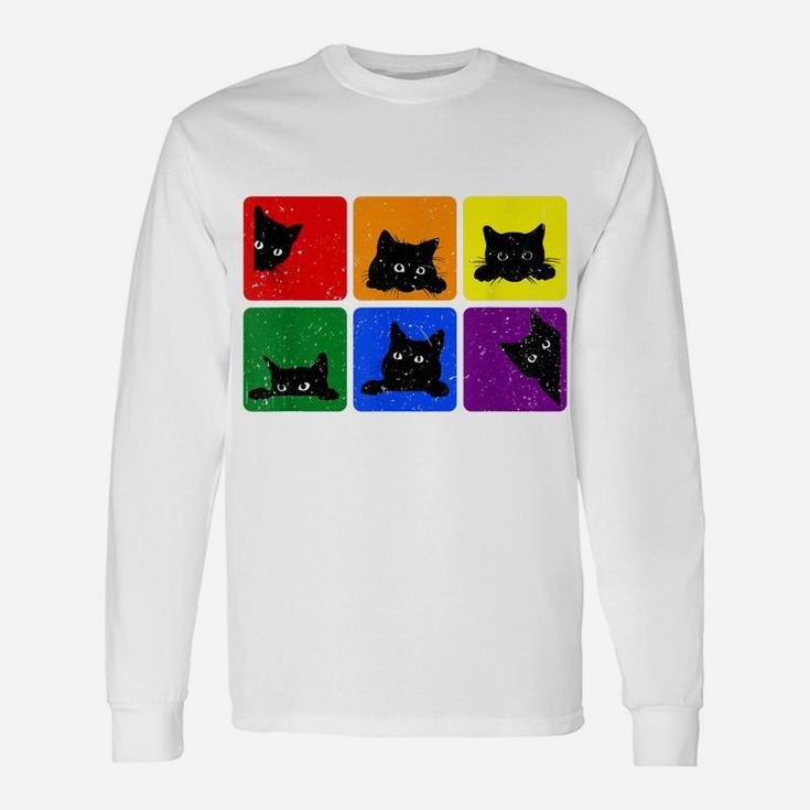 Cute Black Cat Lgbt Rainbow Gay Pride Cat Lovers Unisex Long Sleeve