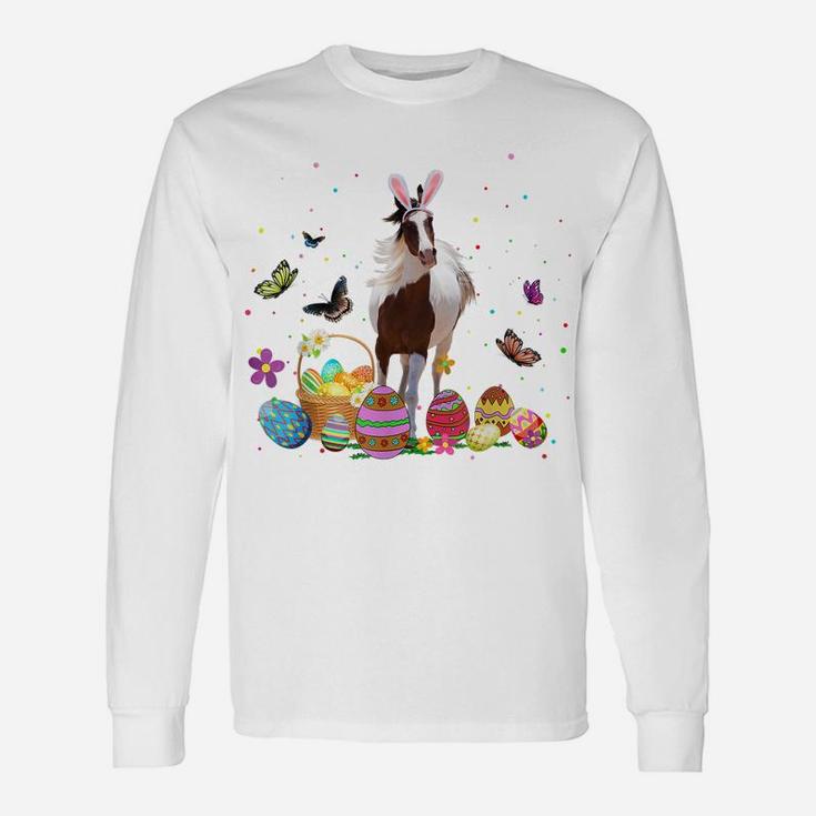 Cute Horse Bunny Egg Hunting Colorful Egg Happy Easter Day Unisex Long Sleeve