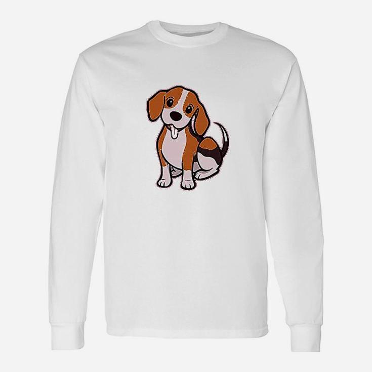 Cute Little Puppy Dog Love With Tongue Out Unisex Long Sleeve