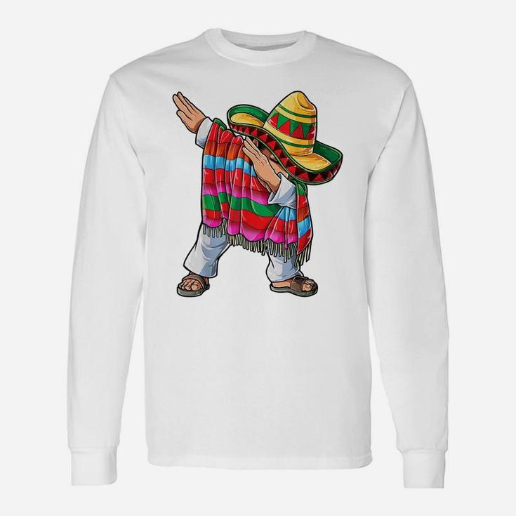 Dabbing Mexican Poncho Cinco De Mayo Men Sombrero Funny Dab Unisex Long Sleeve
