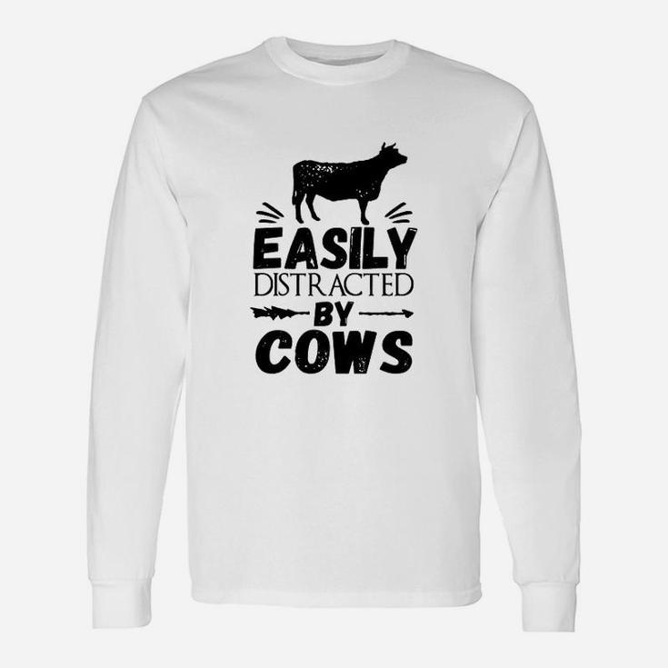 Easily Distracted By Cows Unisex Long Sleeve