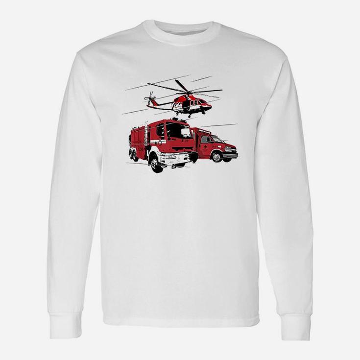 Ems Fire Truck Ambulance Rescue Helicopter Unisex Long Sleeve