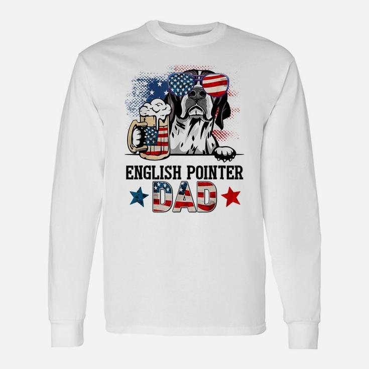 English Pointer Dog Dad American Flag Glasses Unisex Long Sleeve