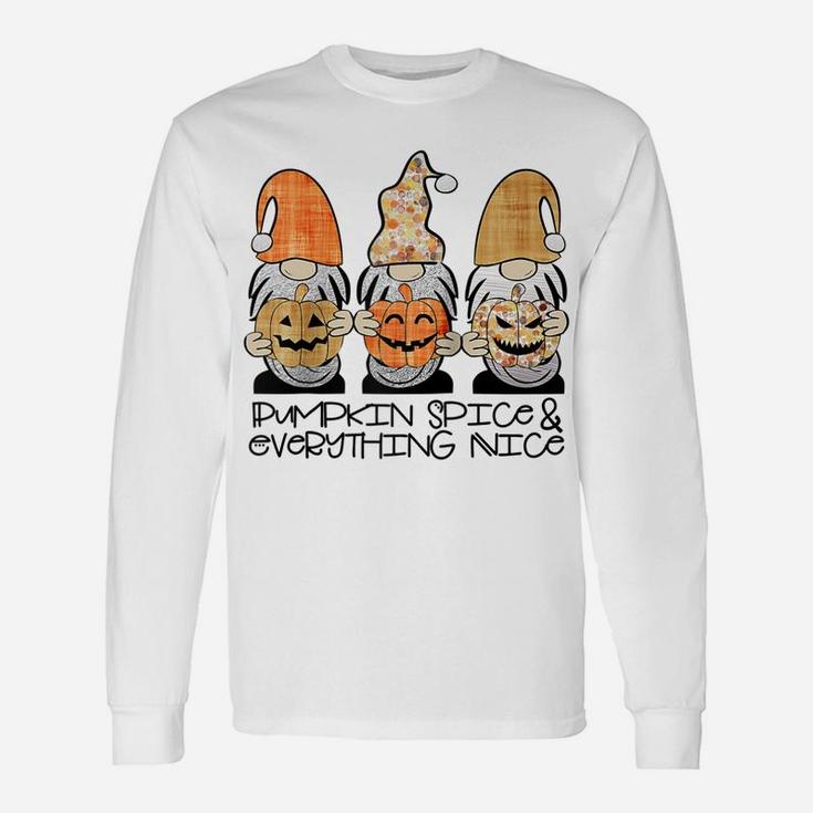 Fall Gnomes Pumpkin Spice & Everything Nice Cute Gnome Gift Raglan Baseball Tee Unisex Long Sleeve