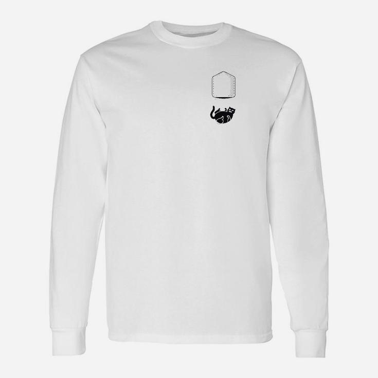 Funny Black Cat In Pocket And Falls Cat Unisex Long Sleeve
