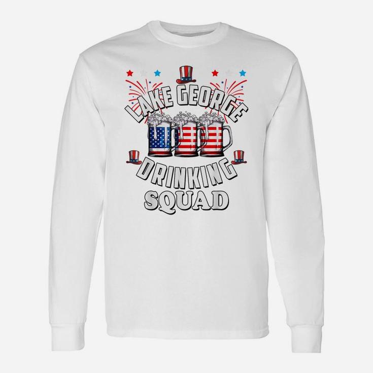 Funny Lake George Drinking Squad 4Th Of July Usa Flag Beer Unisex Long Sleeve