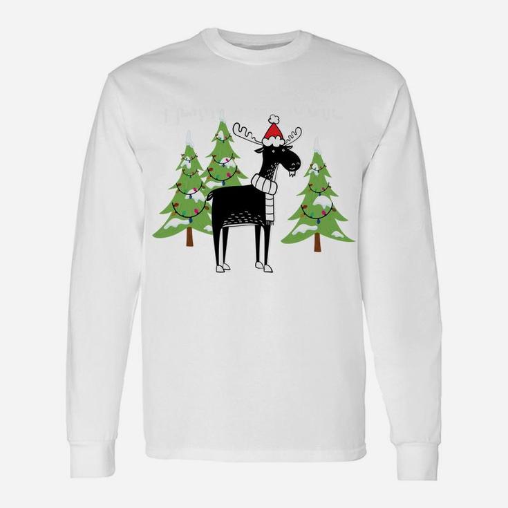 Funny Xmas Moose Pun Merry Kissmoose Tshirt Clothes Women Sweatshirt Unisex Long Sleeve