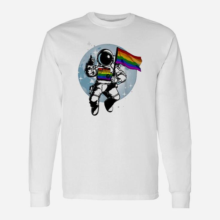 Gay Pride Flag LGBT Month Astronaut Long Sleeve T-Shirt