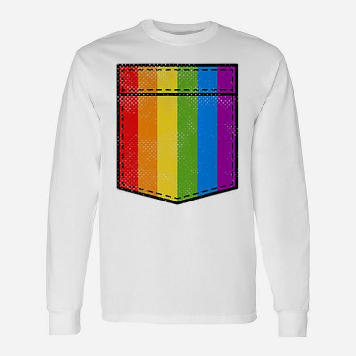 Gay Pride Rainbow Pocket T Shirt Lgbt Pride Gift Unisex Long Sleeve