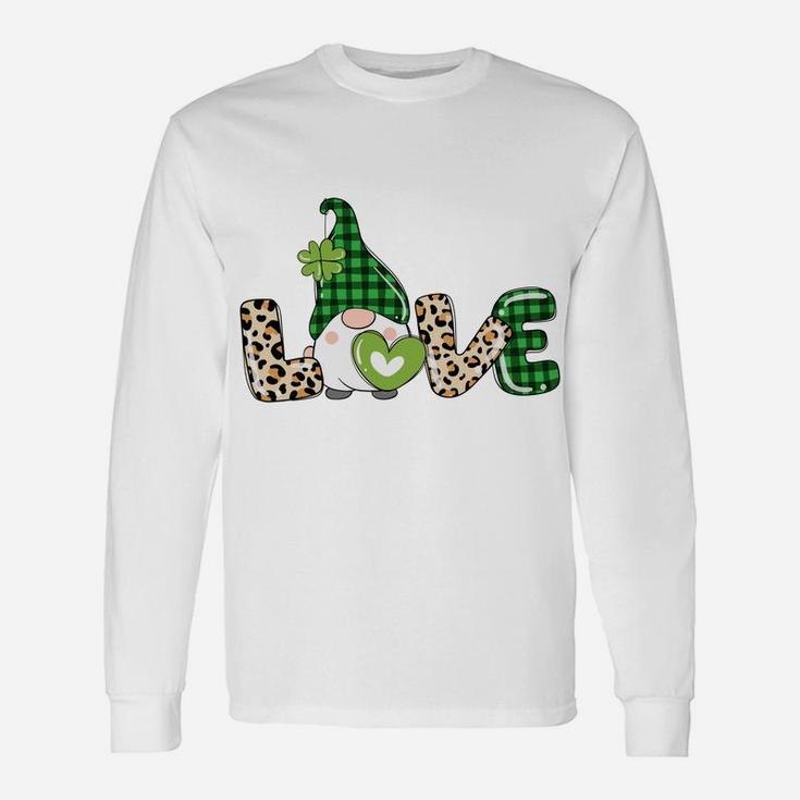 Gnome St Patricks Day Leprechaun Tomte Love Leopard Green Sweatshirt Unisex Long Sleeve