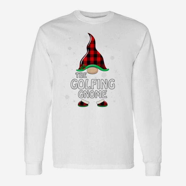 Golfing Gnome Buffalo Plaid Matching Family Christmas Pajama Unisex Long Sleeve