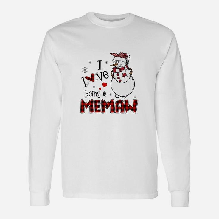 I Love Being A Memaw Snowman - Christmas Gift Unisex Long Sleeve