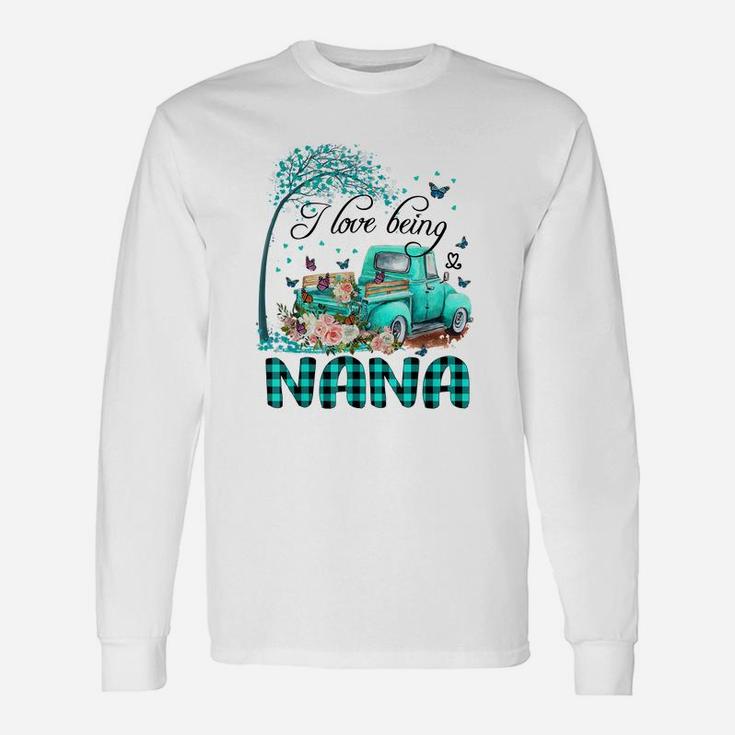 I Love Being Nana Truck Flower Unisex Long Sleeve