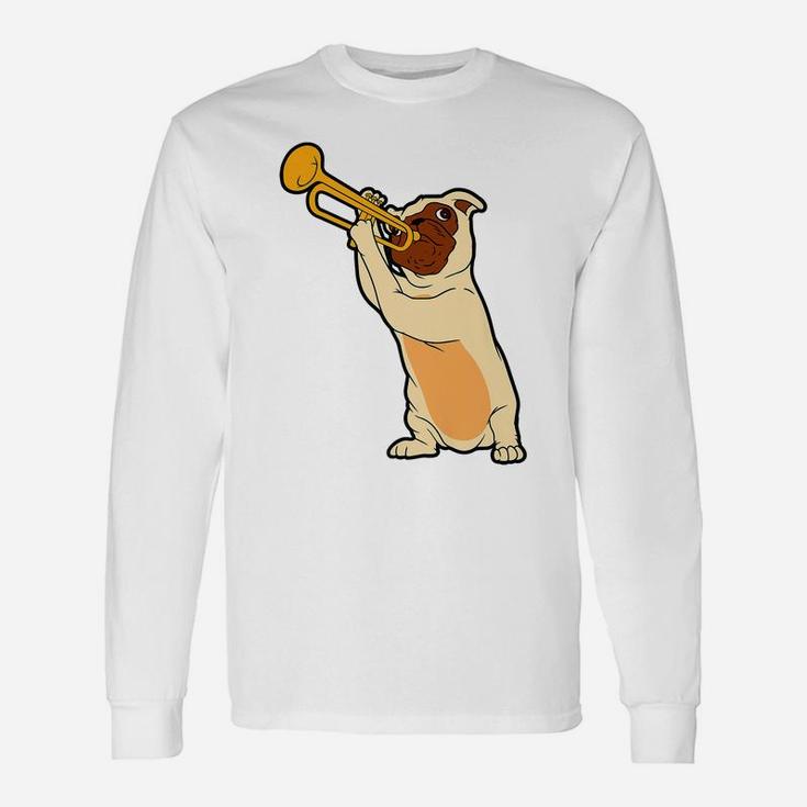 Jazz Dog Trumpet Funny Puppy Musician Cute Animal Playing Unisex Long Sleeve