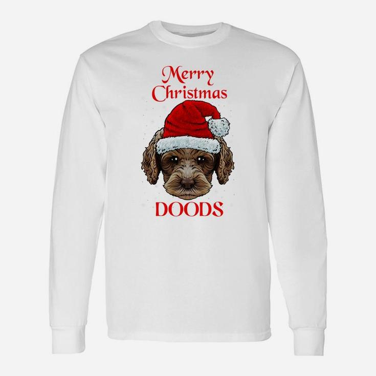 Labradoodle Merry Christmas Doods Santa Hat Doodle Dog Lover Sweatshirt Unisex Long Sleeve