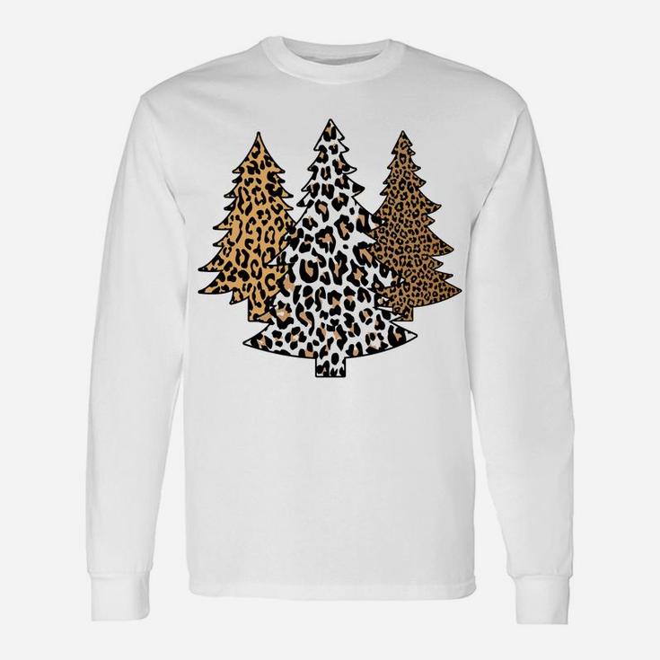 Leopard Christmas Trees Cheetah Animal Print Holiday Unisex Long Sleeve