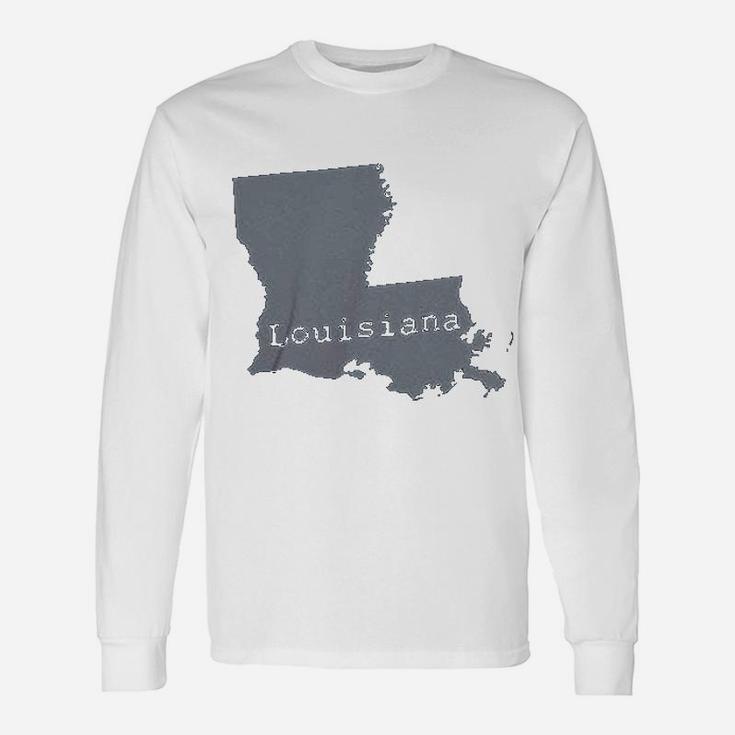 Louisiana State Map Shape La Pride Long Sleeve T-Shirt