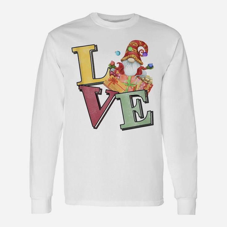 Love Christmas Gnome With Gifts Funny Xmas Pajama Nordic Elf Unisex Long Sleeve