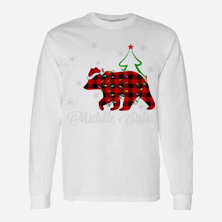 Matching Buffalo Plaid Christmas Middle Sister Bear Pajama Unisex Long Sleeve