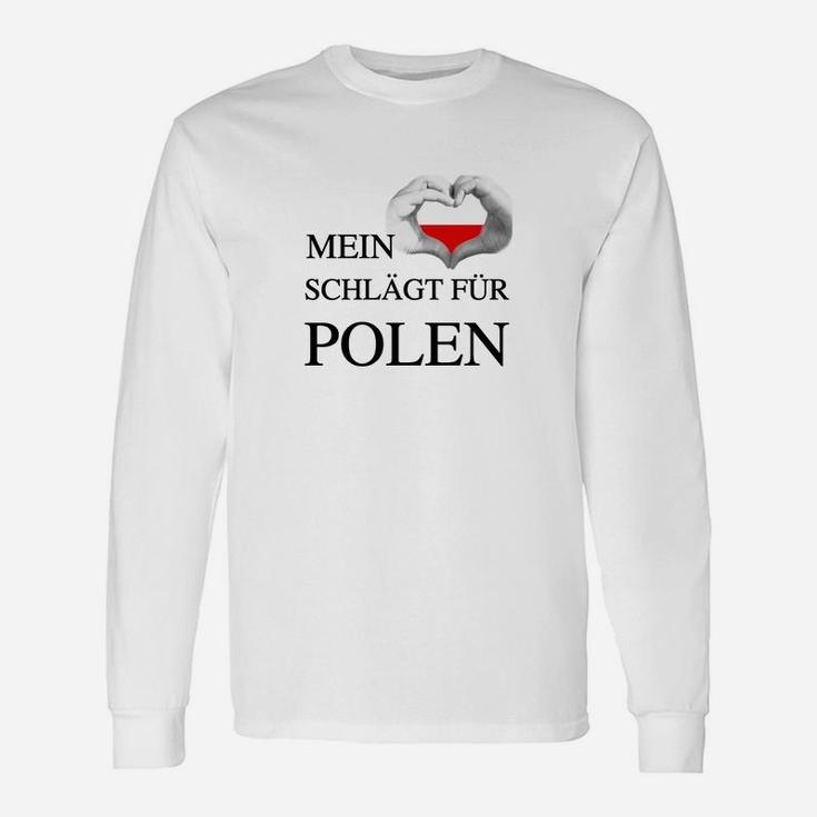 Mein Herz schlägt für Polen Langarmshirts, Patriotisches Design