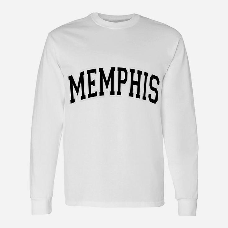 Memphis Varsity Style Blue With Black Text Unisex Long Sleeve