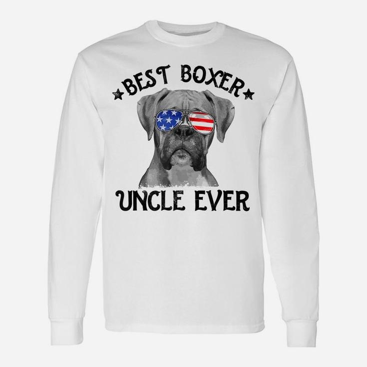 Mens Best Boxer Uncle Ever Dog Dad American Flag 4Th Of July Unisex Long Sleeve