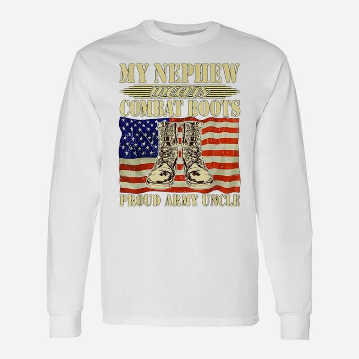 Mens My Nephew Wears Combat Boots Military Proud Army Uncle Gift Unisex Long Sleeve